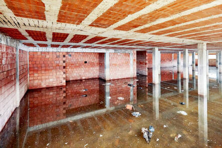A flooded commercial basement in Norwalk, CT.